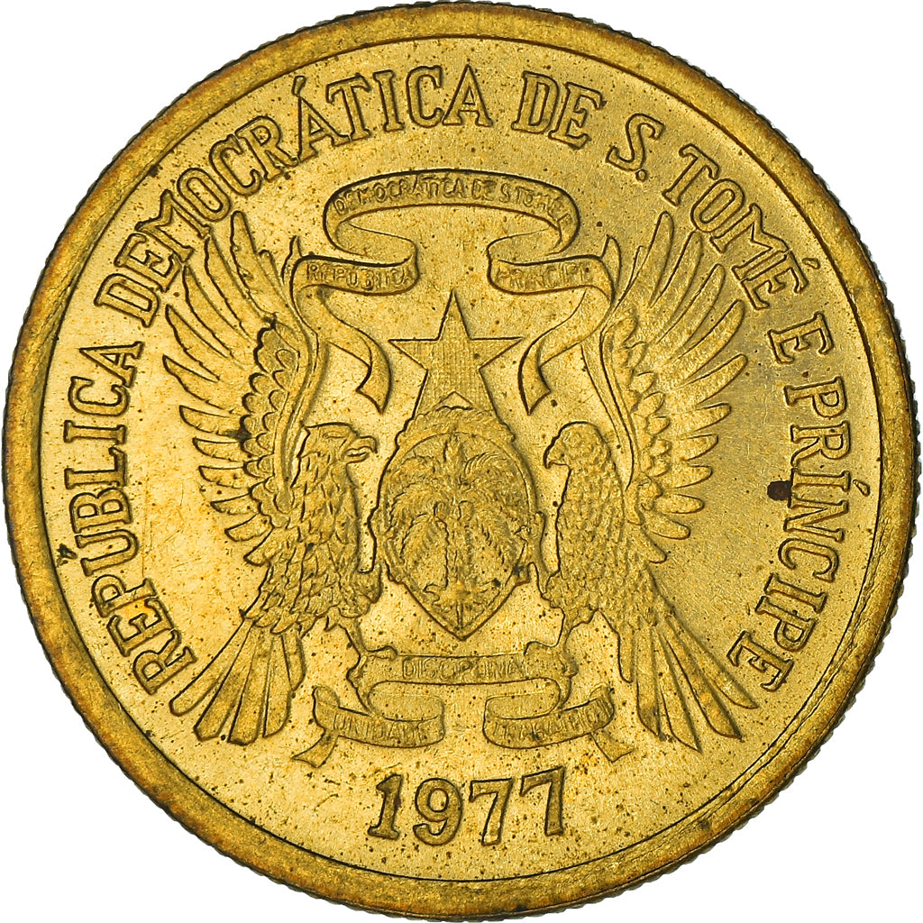 Coin, Saint Thomas and Prince, Dobra, 1977, MS(63), Brass, KM:26