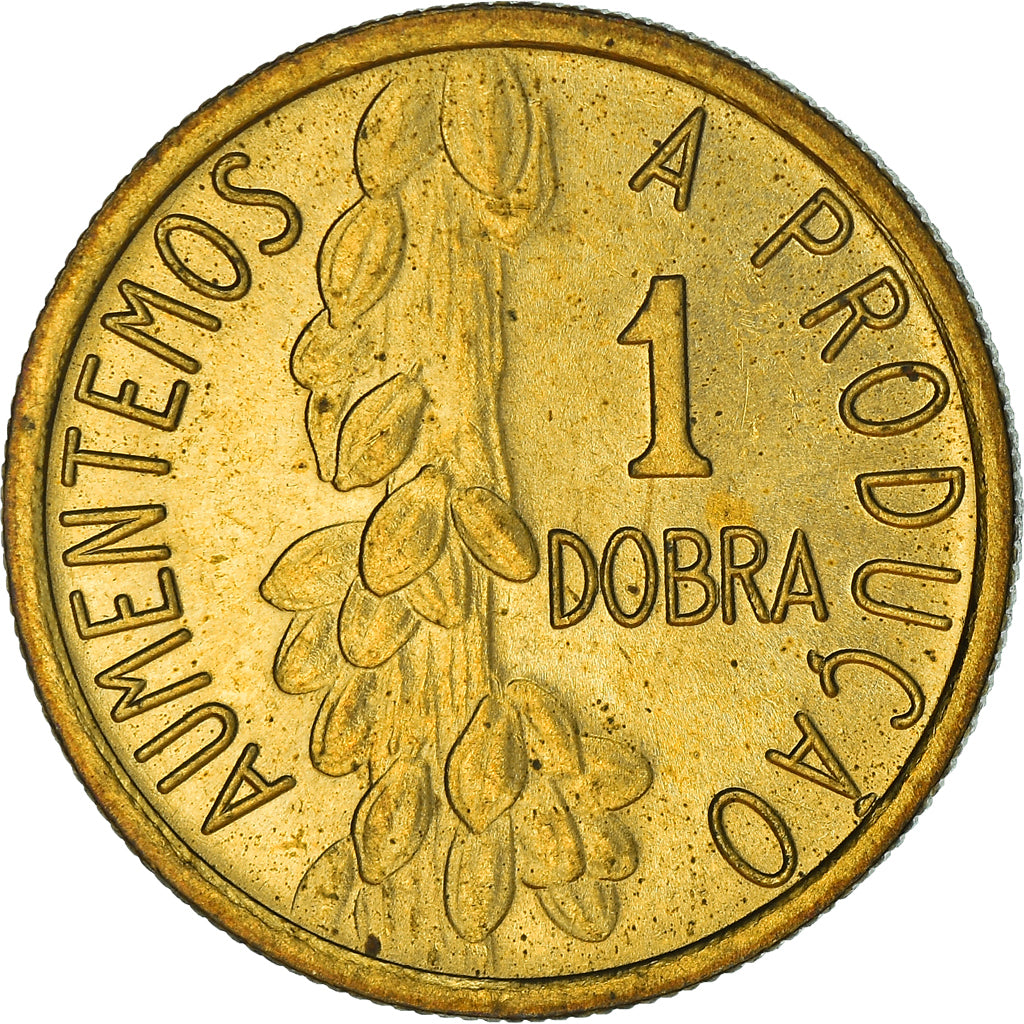 Coin, Saint Thomas and Prince, Dobra, 1977, MS(63), Brass, KM:26