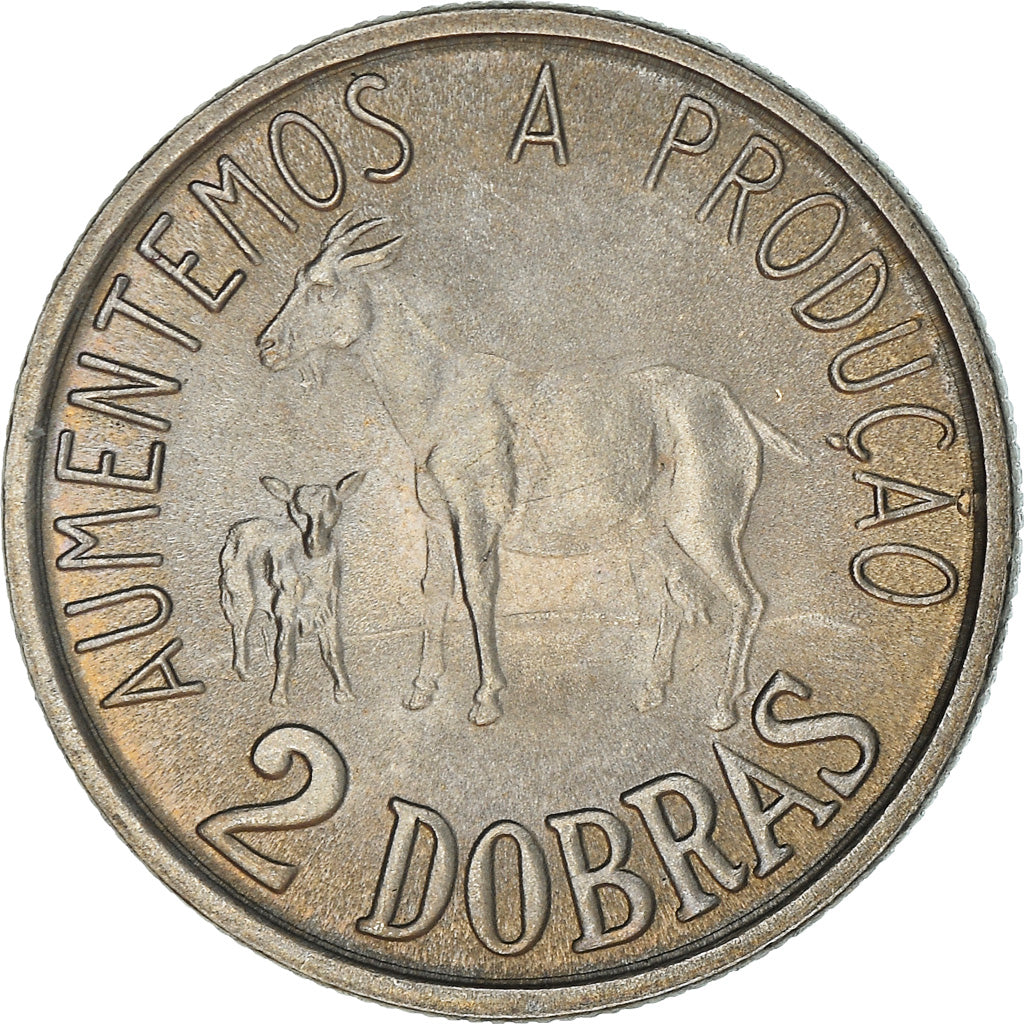 Coin, Saint Thomas and Prince, 2 Dobras, 1977, MS(63), Copper-nickel, KM:27