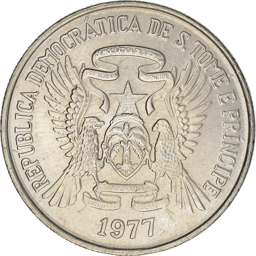 Coin, Saint Thomas and Prince, 20 Dobras, 1977, MS(63), Copper-nickel, KM:30