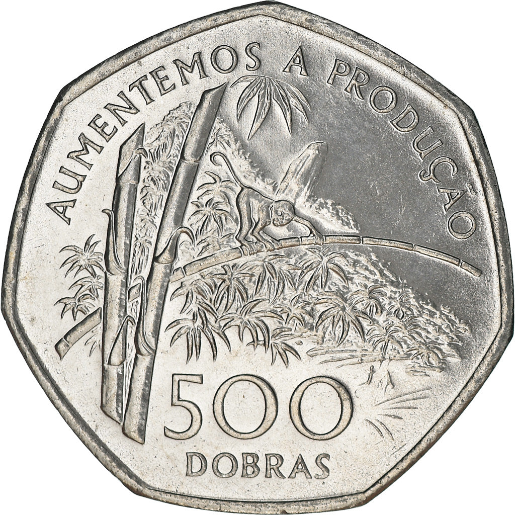 Coin, Saint Thomas and Prince, 500 Dobras, 1997, MS(63), Chrome-Steel, KM:89