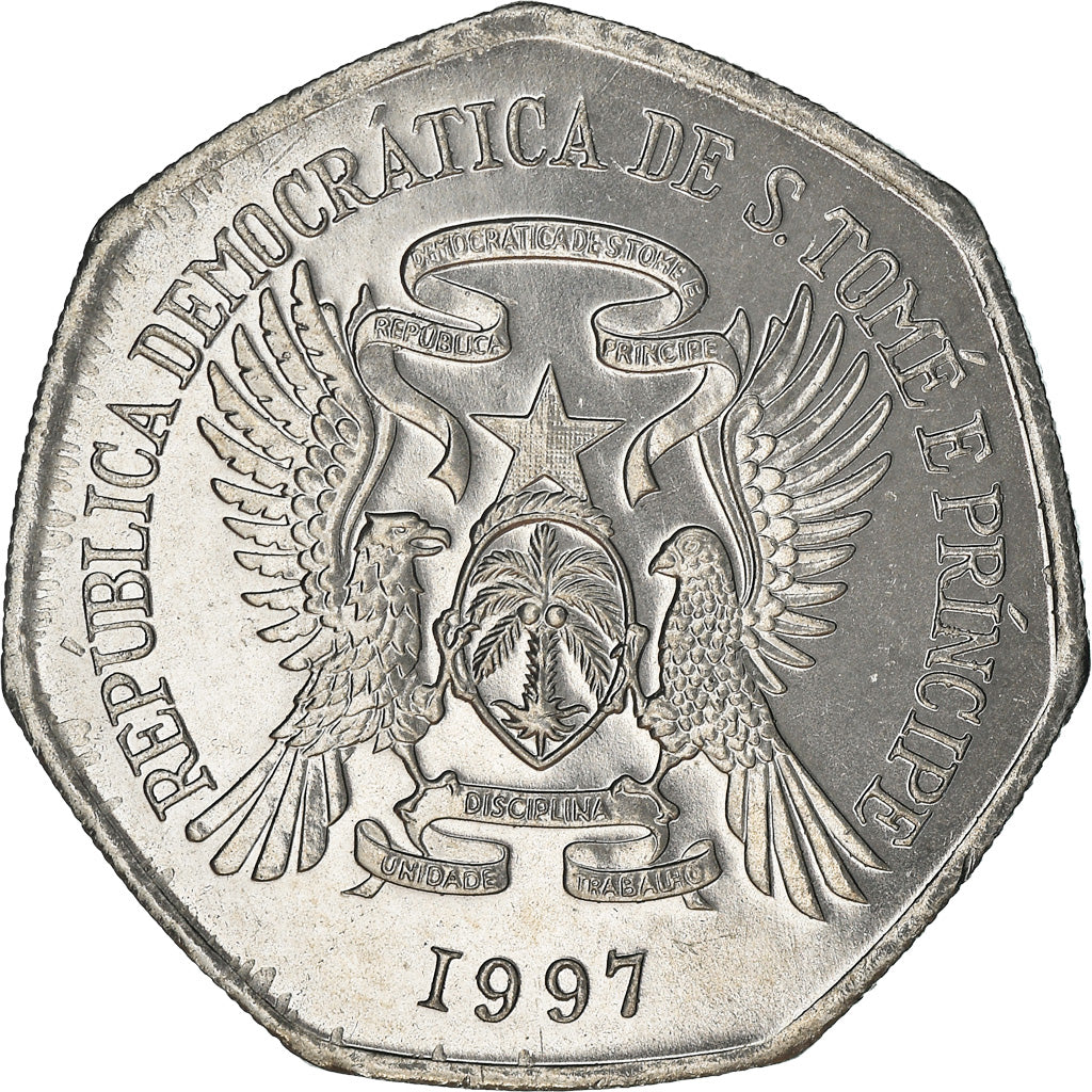 Coin, Saint Thomas and Prince, 1000 Dobras, 1997, MS(63), Chrome-Steel, KM:90