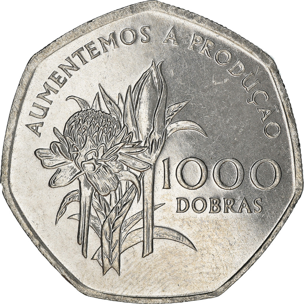 Coin, Saint Thomas and Prince, 1000 Dobras, 1997, MS(63), Chrome-Steel, KM:90