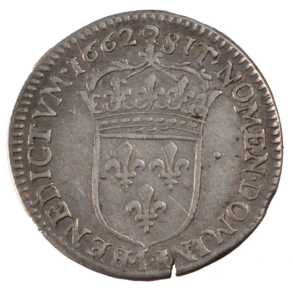 FRANCE, 1/12 Écu au buste juvénile, 1/12 ECU, 10 Sols, 1662, Limoges, KM #199.5,