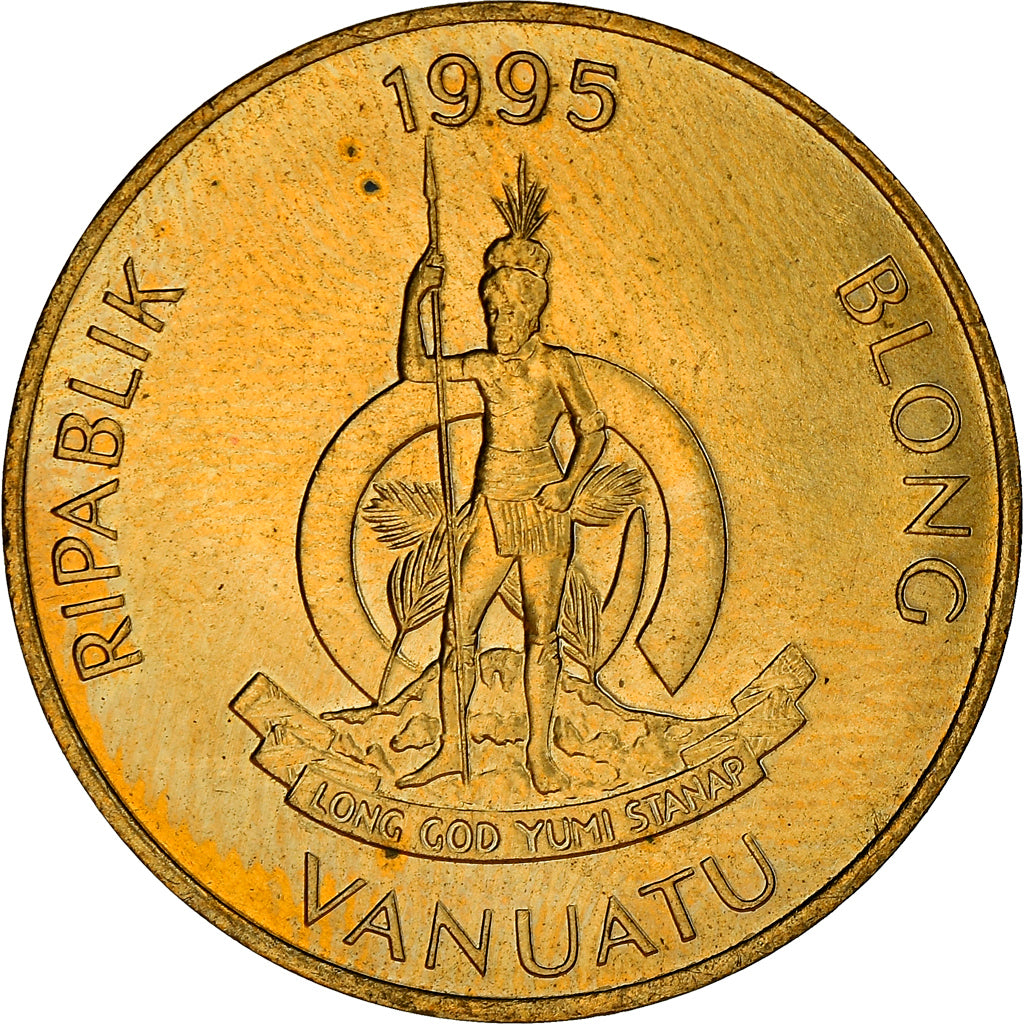 Coin, Vanuatu, 5 Vatu, 1995, British Royal Mint, MS(63), Nickel-brass, KM:5