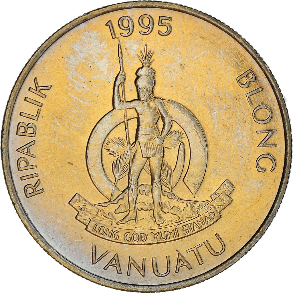Coin, Vanuatu, 10 Vatu, 1995, British Royal Mint, MS(63), Nickel-brass, KM:6