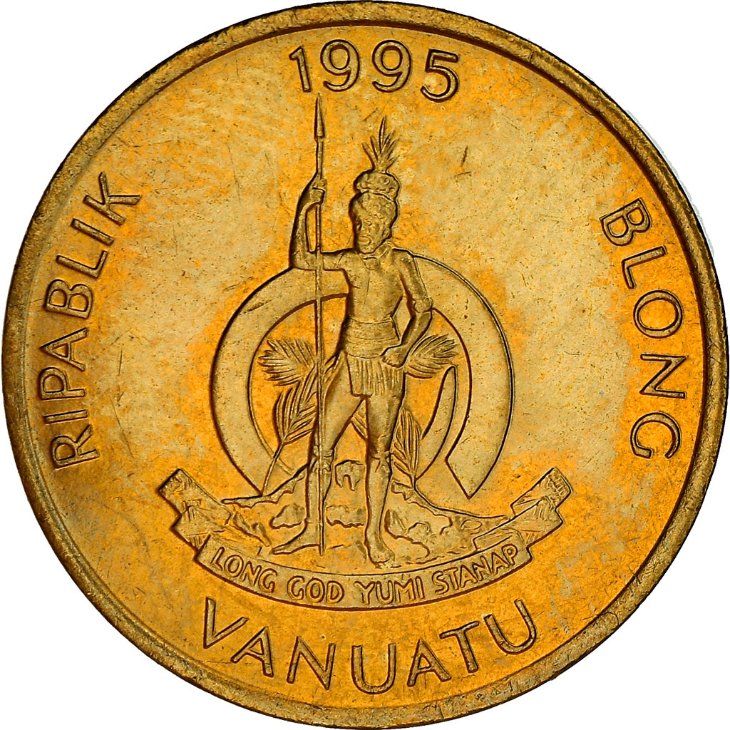 Coin, Vanuatu, 2 Vatu, 1995, British Royal Mint, MS(63), Nickel-brass, KM:4
