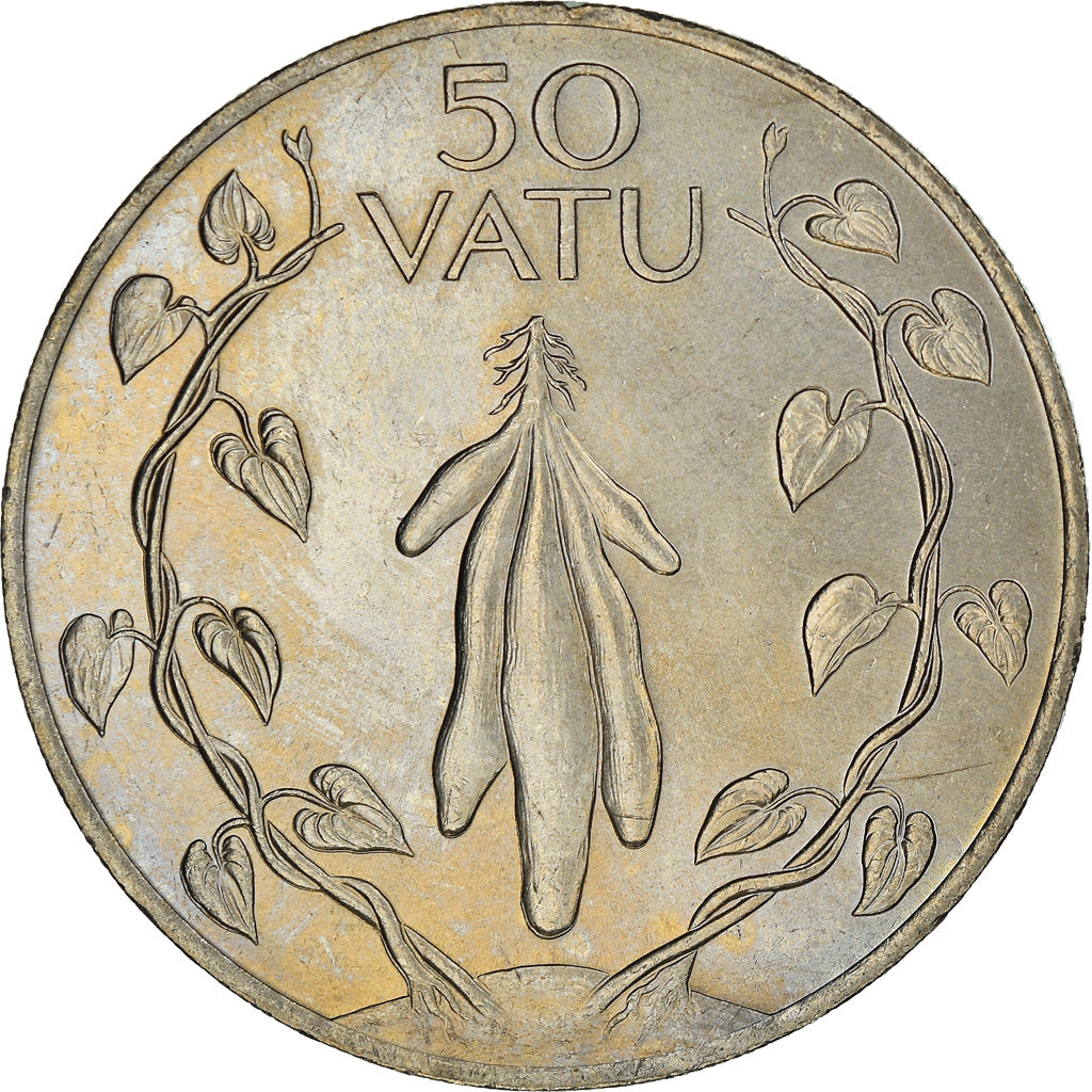 Coin, Vanuatu, 50 Vatu, 1990, British Royal Mint, AU(55-58), Copper-nickel, KM:7