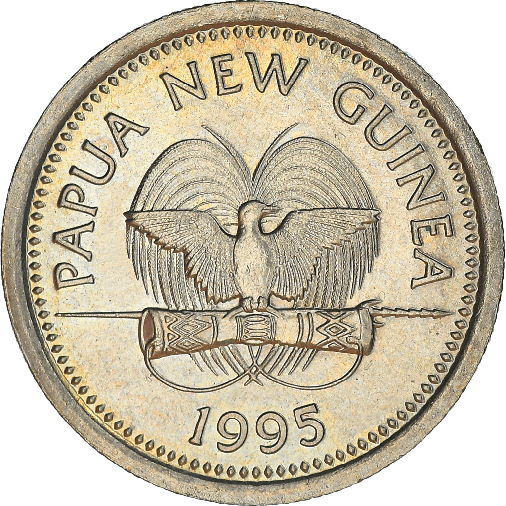 Coin, Papua New Guinea, 5 Toea, 1995, British Royal Mint, MS(63), Copper-nickel