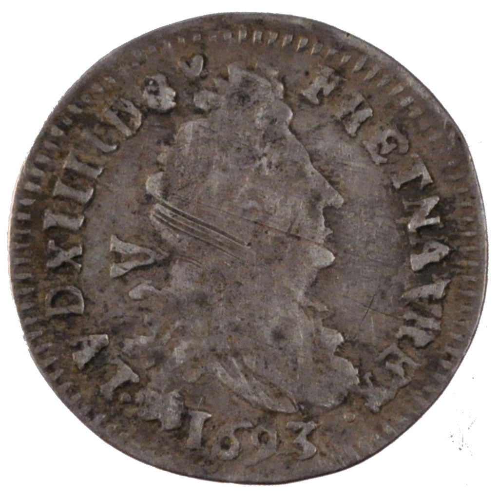 FRANCE, 4 Sols aux 2 L, 4 Sols 2 Deniers, 1693, Rennes, KM #281.20, VF(20-25),..