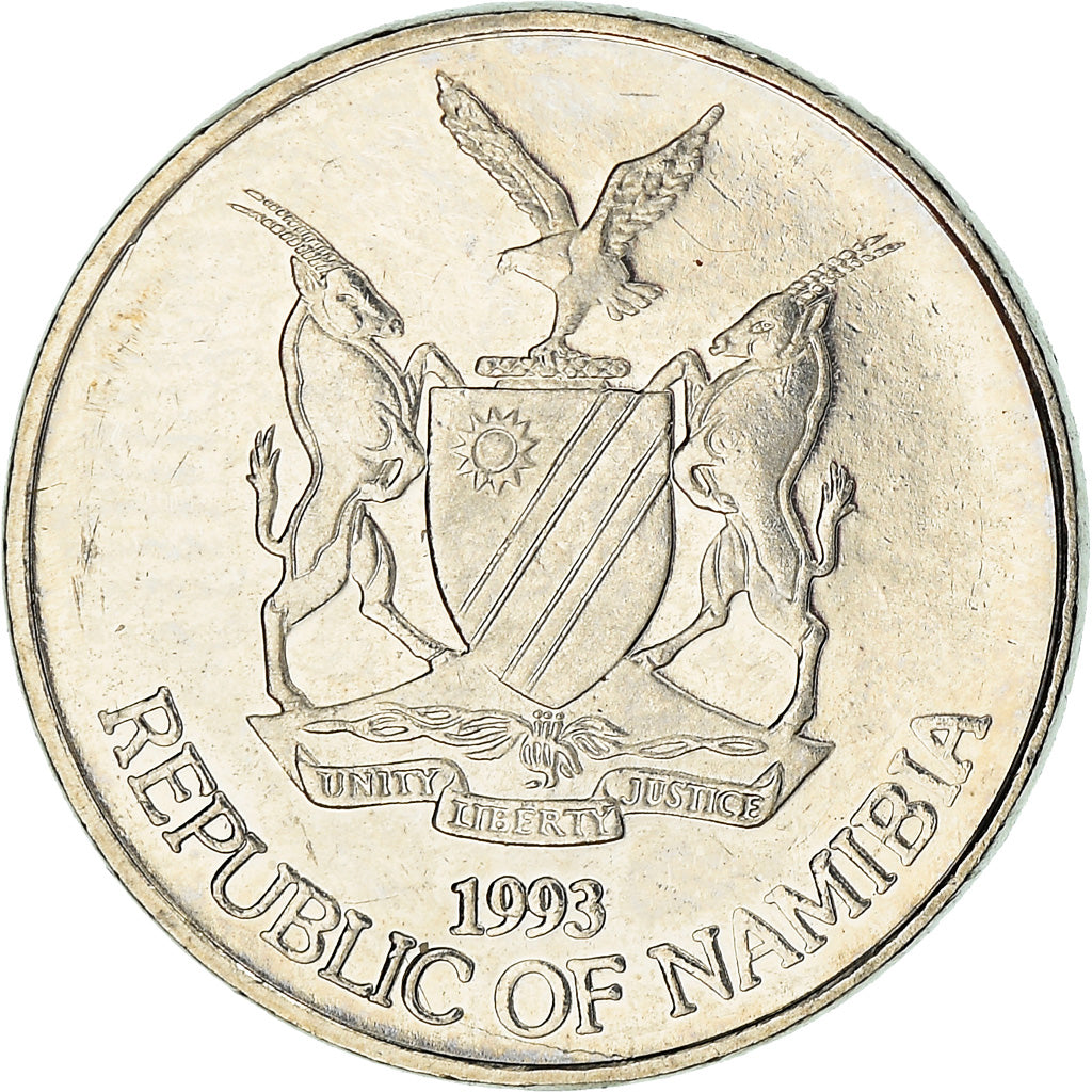 Coin, Namibia, 5 Cents, 1993, MS(63), Nickel plated steel, KM:1