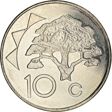 Moeda, Namíbia, 10 Cents, 1998, MS(63), Aço Niquelado, KM:2