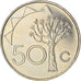 Moneta, Namibia, 50 Cents, 1993, MS(63), Nickel platerowany stalą, KM:3