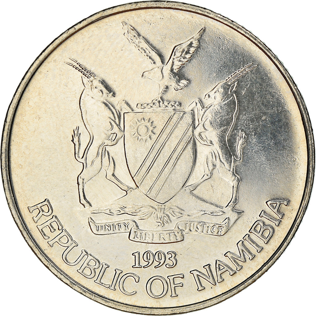 Coin, Namibia, 50 Cents, 1993, MS(63), Nickel plated steel, KM:3
