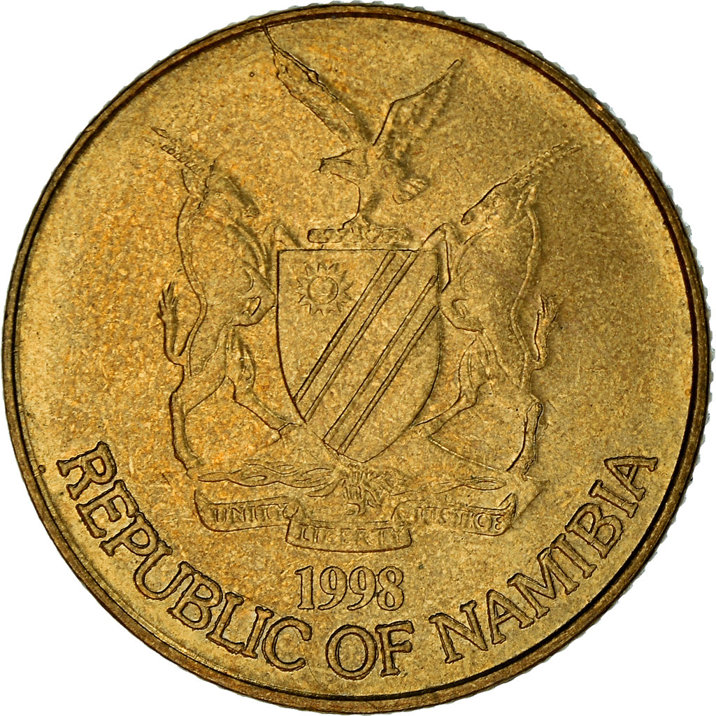 Moeda, Namíbia, Dollar, 1998, MS(63), Latão, KM:4