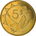 Coin, Namibia, 5 Dollars, 1993, MS(63), Brass, KM:5