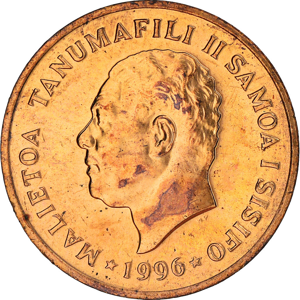 Coin, Samoa, Malietoa Tanumafili II, 2 Sene, 1996, AU(55-58), Bronze, KM:13
