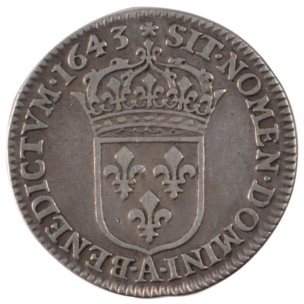 Francia, 1/12 Ecu, 1643, Paris, MB+, Argento, Gadoury:46