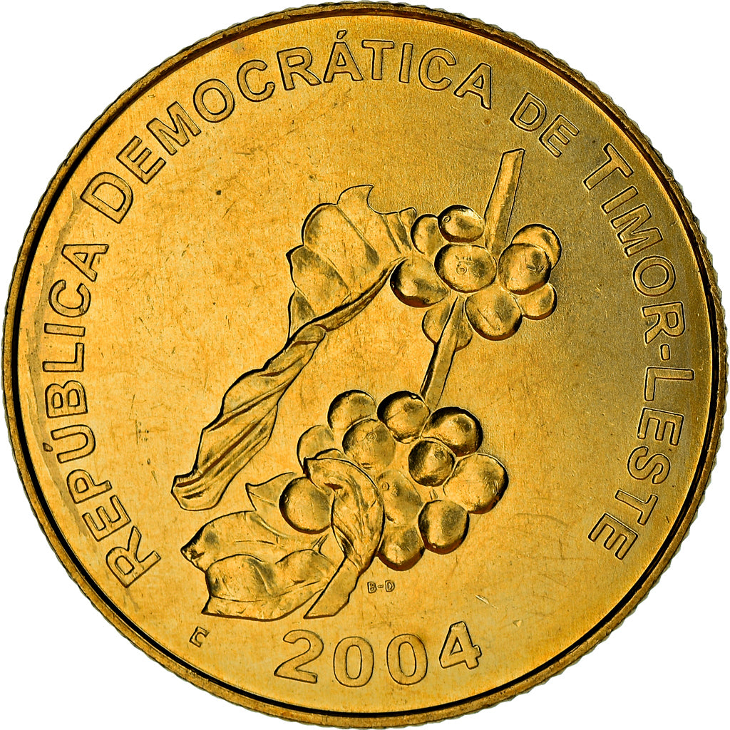 Coin, EAST TIMOR, 25 Centavos, 2004, Lisbon, MS(63), Nickel-brass, KM:5