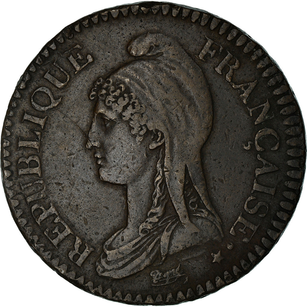 Moneta, Francia, 2 Décimes, AN 4, Paris, Dupré, BB, Bronzo, KM:638.1