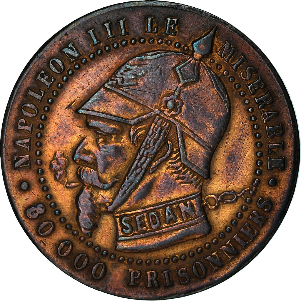 token, France, Napoleon III, Satirical, Module de 5 Centimes, 1871, EF(40-45)