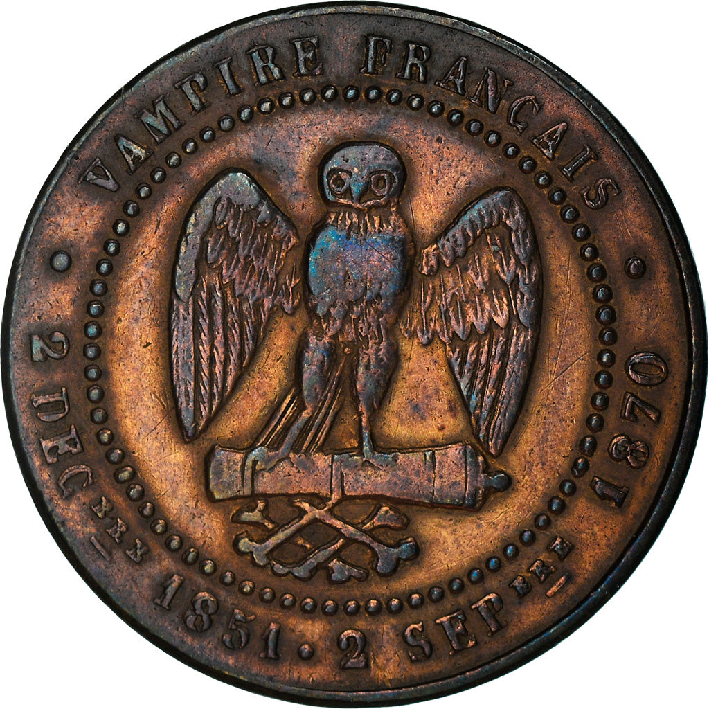 token, France, Napoleon III, Satirical, Module de 5 Centimes, 1871, EF(40-45)