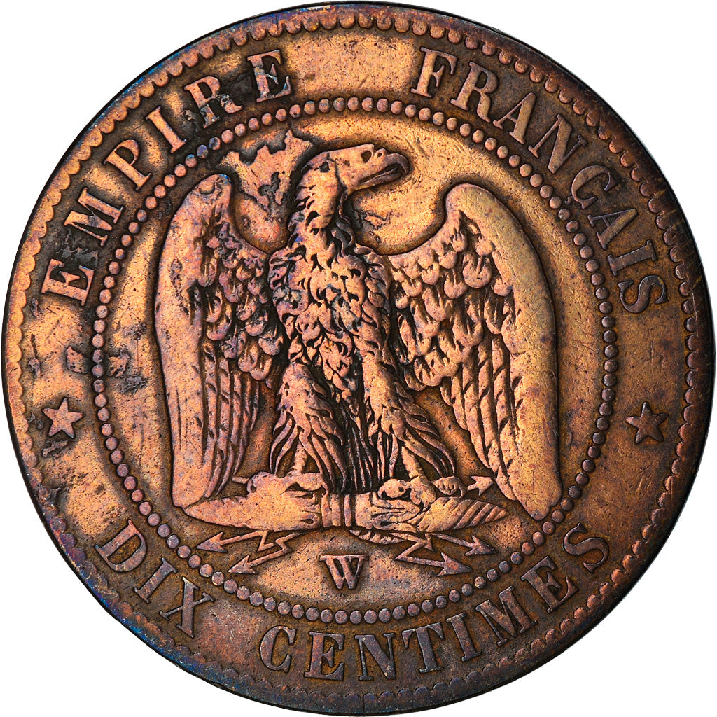 token, France, Napoleon III, Satirical, 10 Centimes, 1855, Lille, EF(40-45)