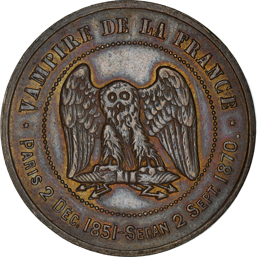 token, France, Napoleon III, Satirical, Module de 10 Centimes, 1871, AU(50-53)