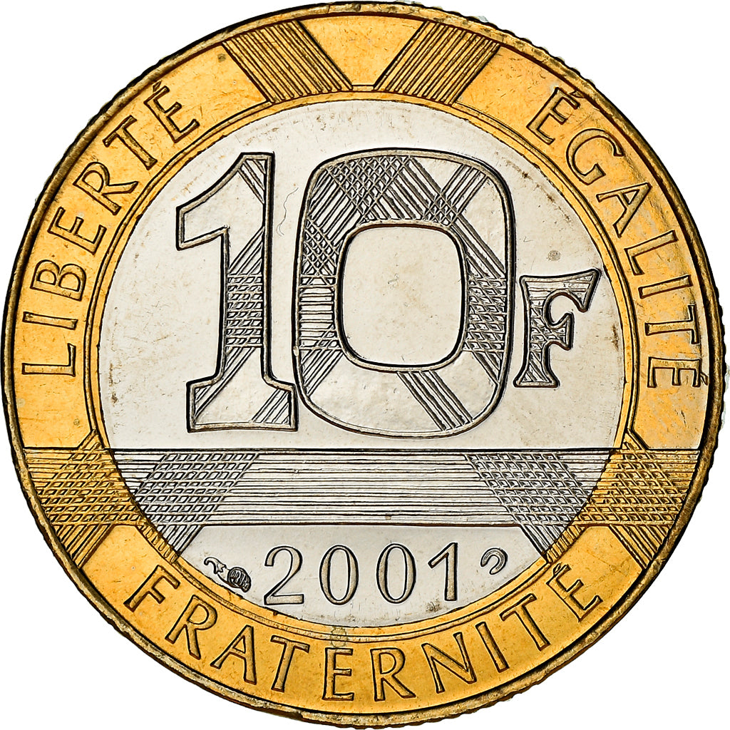 Coin, France, Génie, 10 Francs, 2001, Pessac, BE, MS(65-70), Bi-Metallic