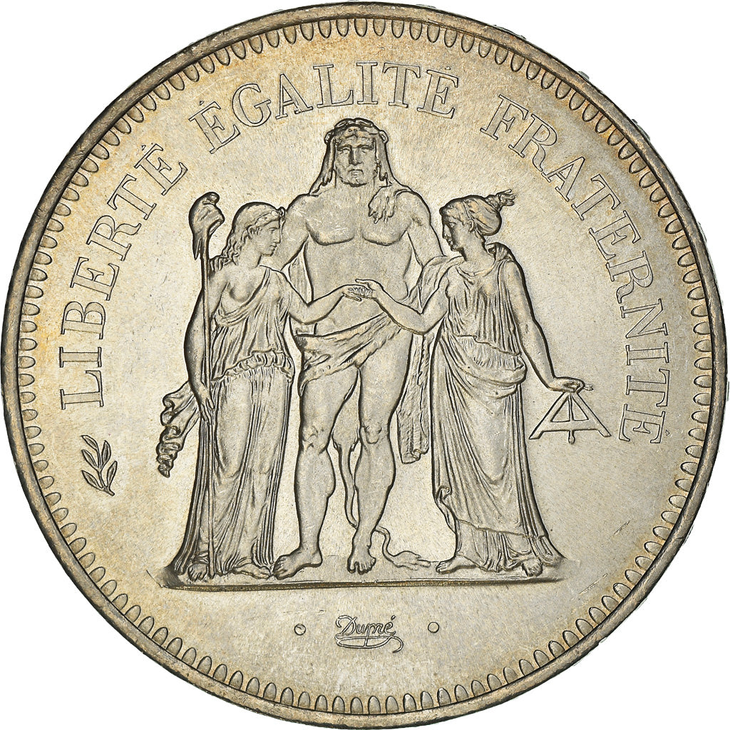 Coin, France, Hercule, 50 Francs, 1977, Paris, MS(63), Silver, KM:941.1