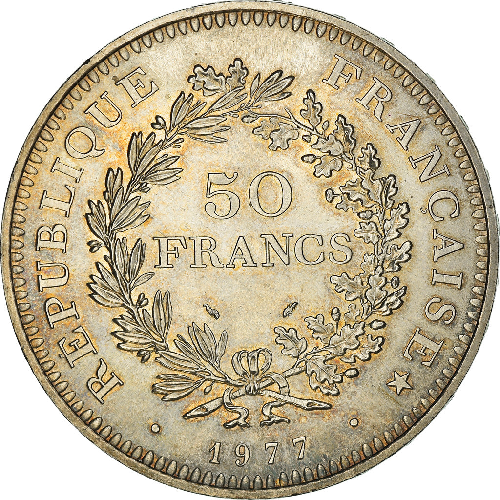 Coin, France, Hercule, 50 Francs, 1977, Paris, MS(63), Silver, KM:941.1