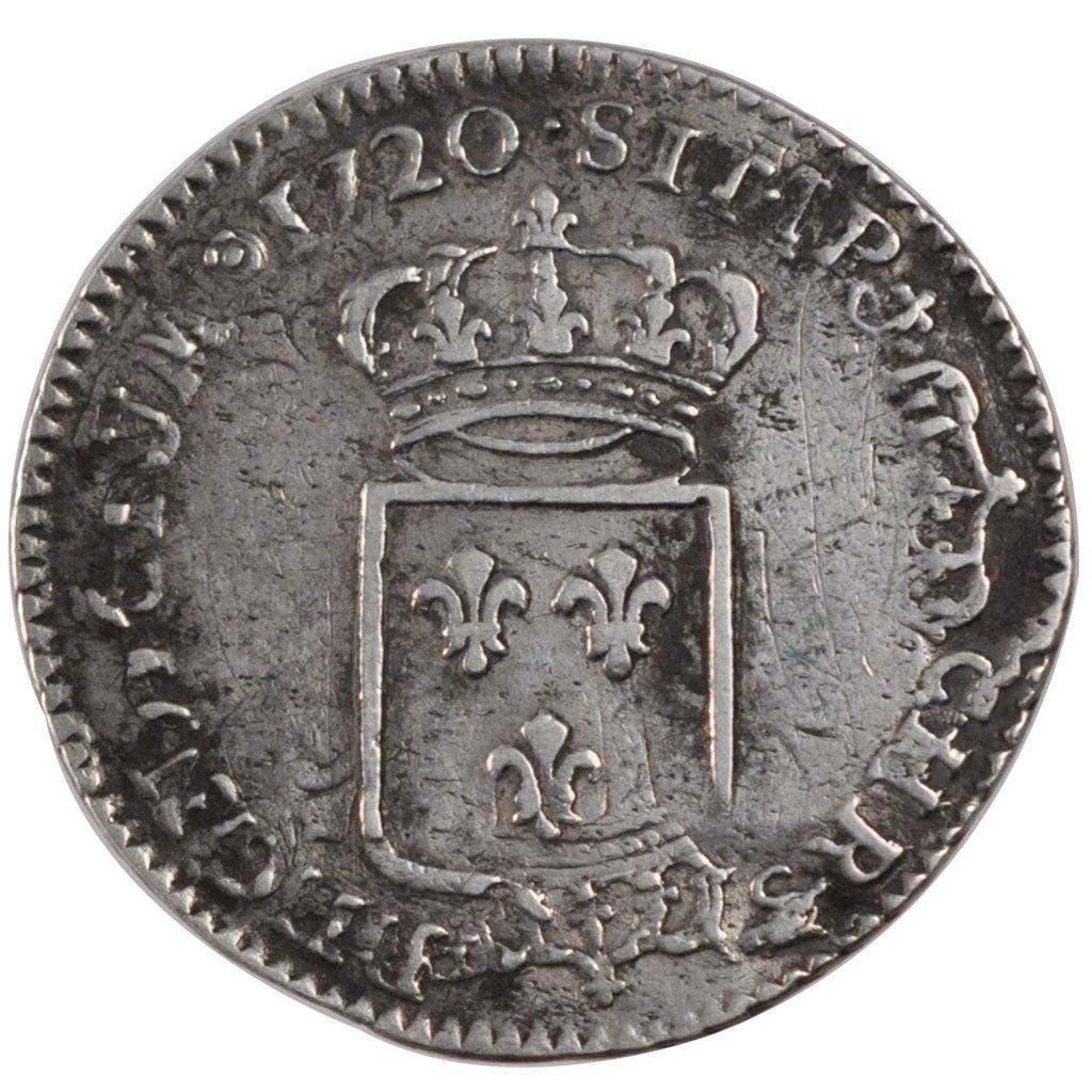 FRANCE, 1/3 Ecu, 1720, VF(20-25), Silver, Gadoury #306, 7.92
