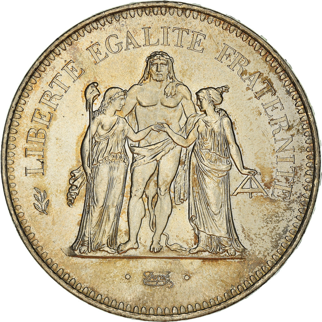 Coin, France, Hercule, 50 Francs, 1975, Paris, MS(60-62), Silver, KM:941.1