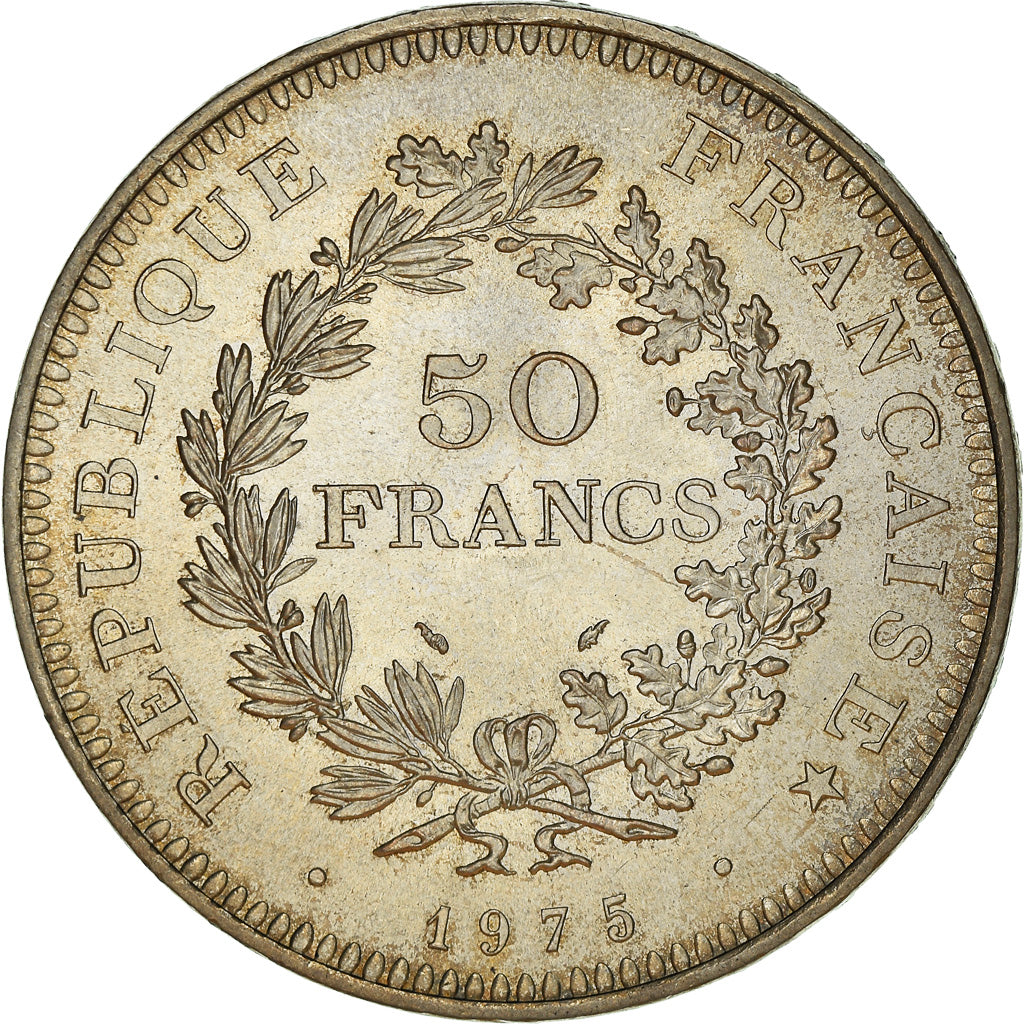 Coin, France, Hercule, 50 Francs, 1975, Paris, MS(60-62), Silver, KM:941.1