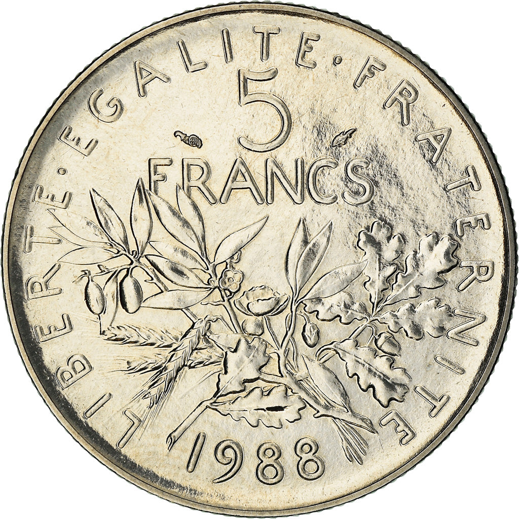 Monnaie, France, Semeuse, 5 Francs, 1988, Pessac, FDC, Nickel Clad