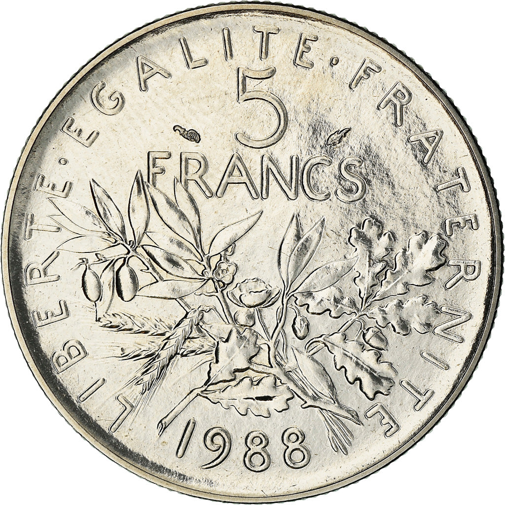Coin, France, Semeuse, 5 Francs, 1988, Pessac, MS(65-70), Nickel Clad