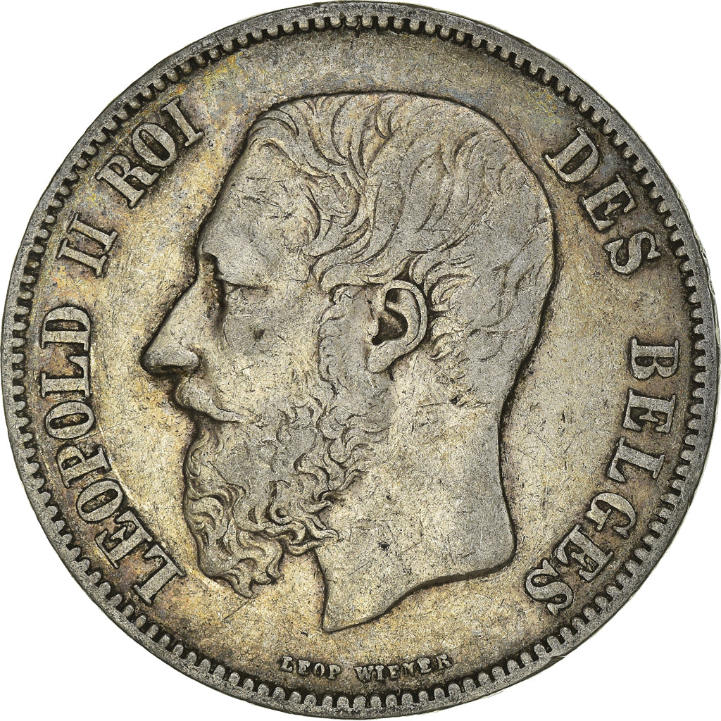 Coin, Belgium, Leopold II, 5 Francs, 1869, Brussels, EF(40-45), Silver, KM:24