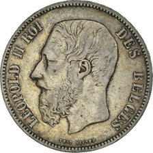 Coin, Belgium, Leopold II, 5 Francs, 1869, Brussels, EF(40-45), Silver, KM:24