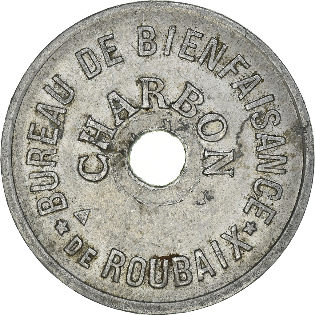 Monnaie, France, Bureau de Bienfaisance, Roubaix, Charbon, TB+, Aluminium