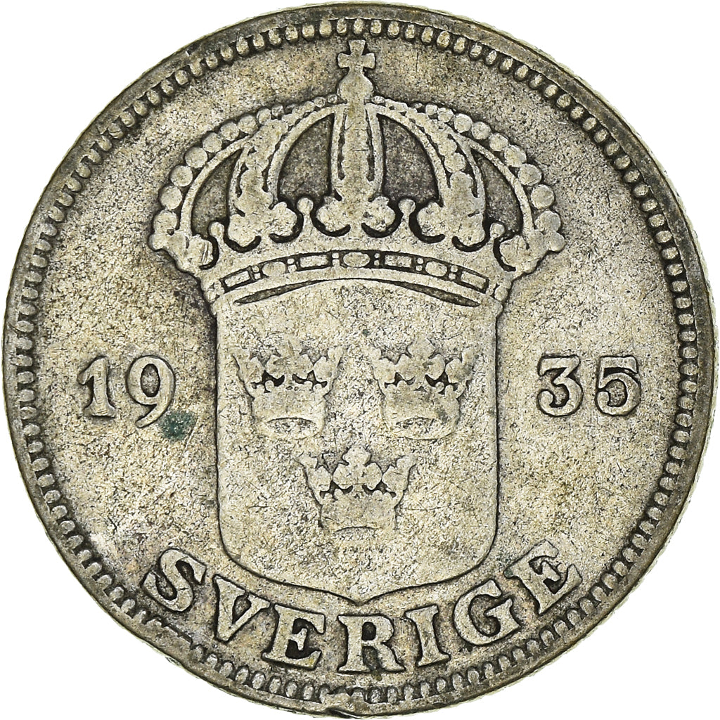 Coin, Sweden, Gustaf V, 50 Öre, 1935, VF(30-35), Silver, KM:788
