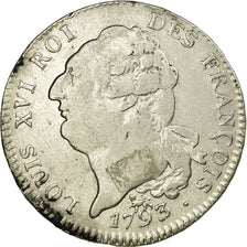 France, Louis XVI, Écu de 6 livres françois, 1793, Paris, Argent, TB+