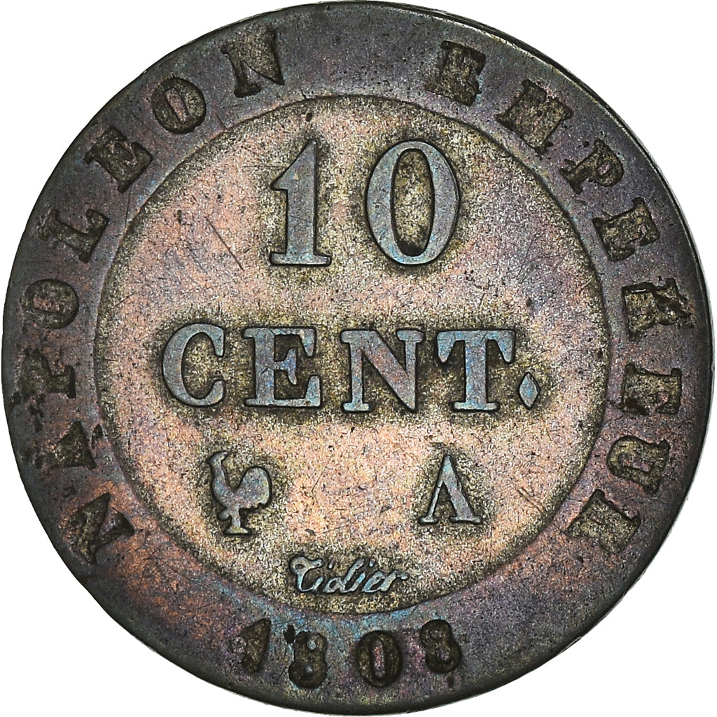 Coin, France, Napoleon I, 10 Centimes, 1808, Paris, EF(40-45), Billon, KM:676.1