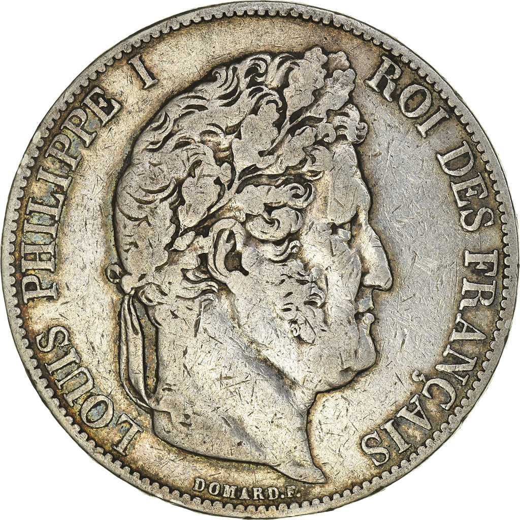 Moneta, Francia, Louis-Philippe, 5 Francs, 1844, Paris, MB, Argento, KM:749.1