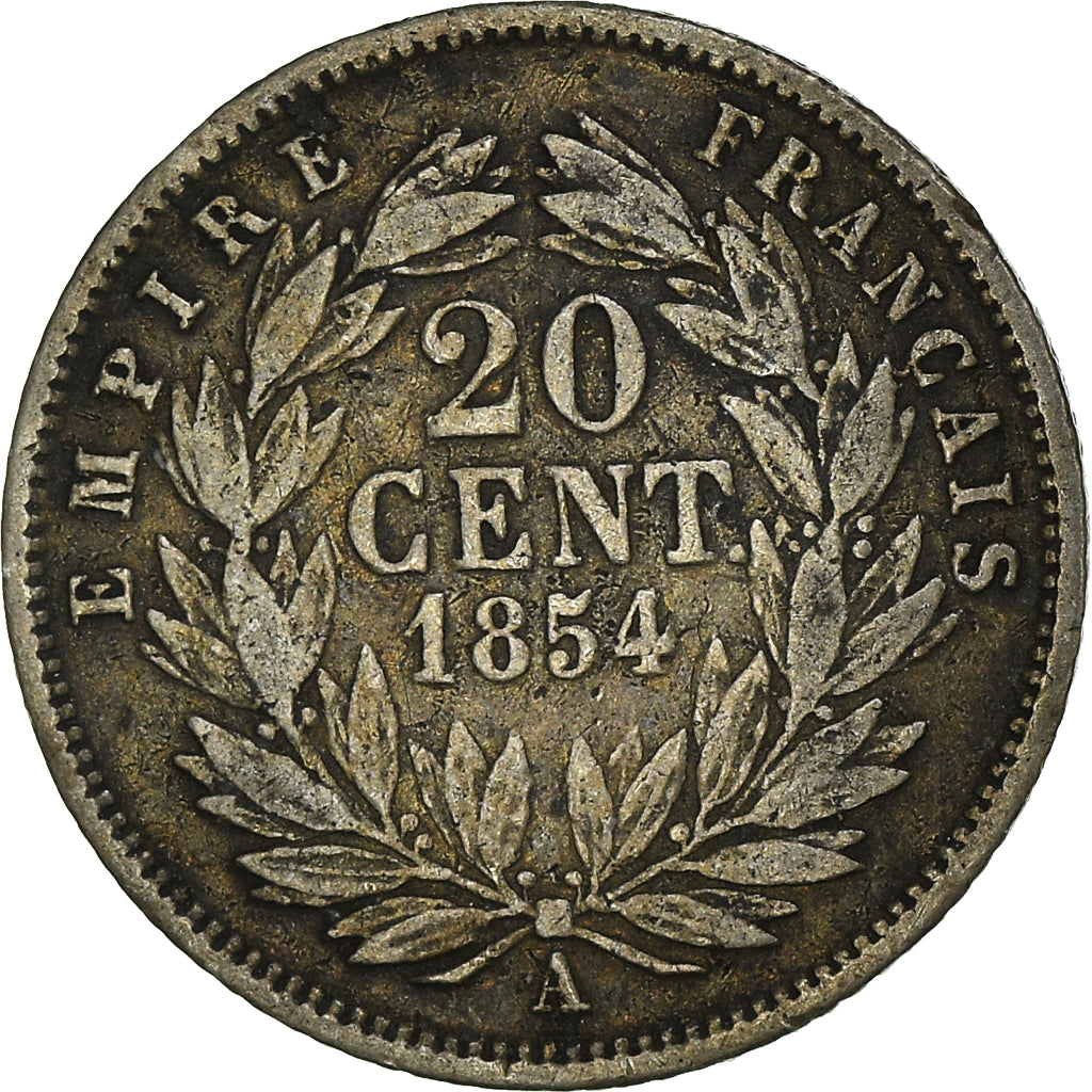 Coin, France, Napoleon III, 20 Centimes, 1854, Paris, VF(20-25), Silver