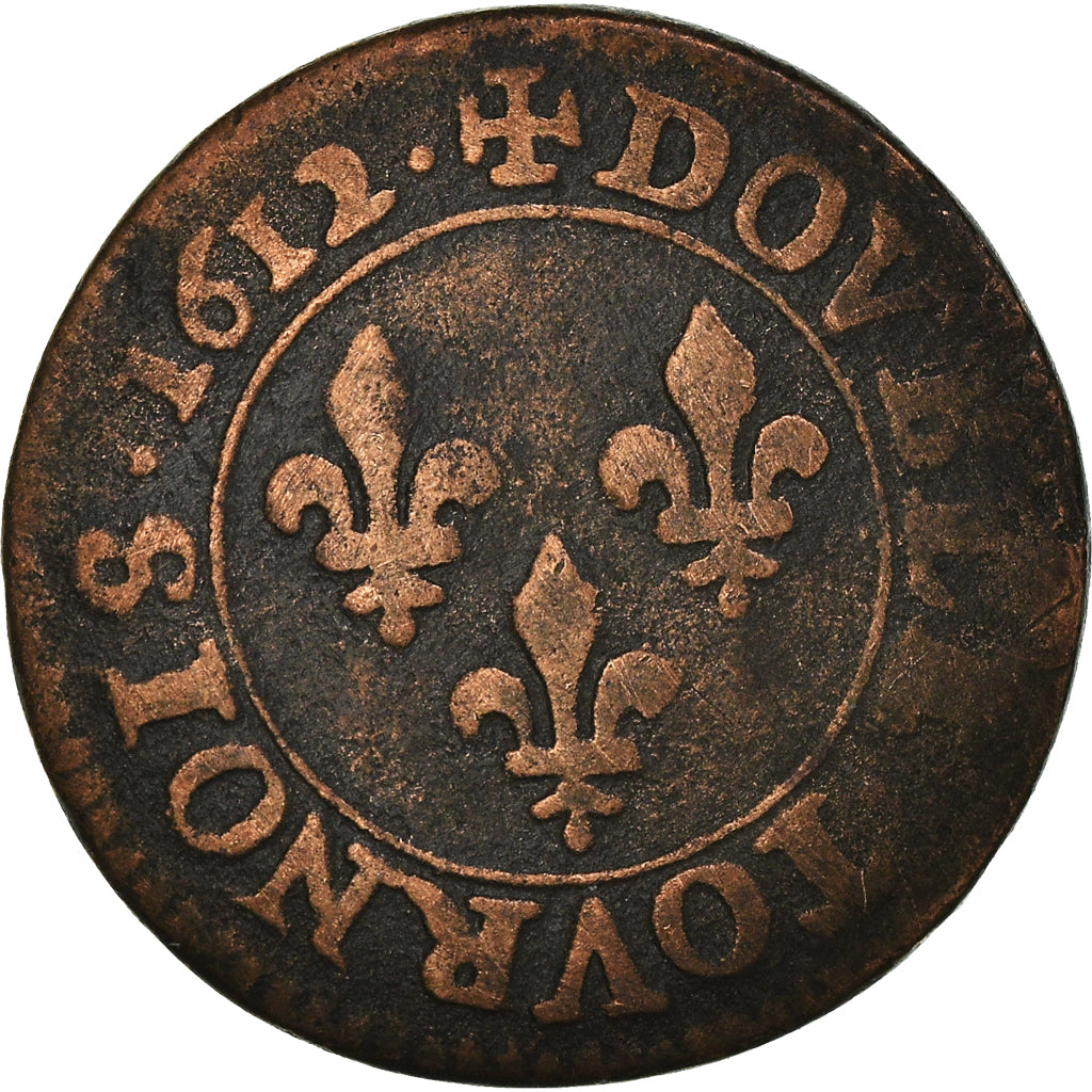 Münze, Frankreich, Louis XIII, Double tournois, buste enfantin, Double