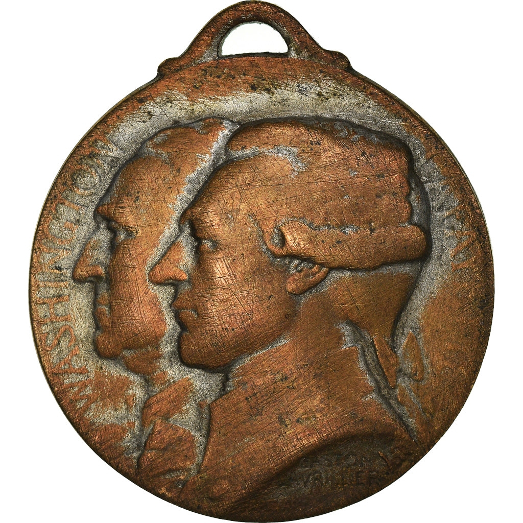 Francja, Medal, WASHINGTON & LAFAYETTE, Journée de Paris, Politic, 1917, GASTON