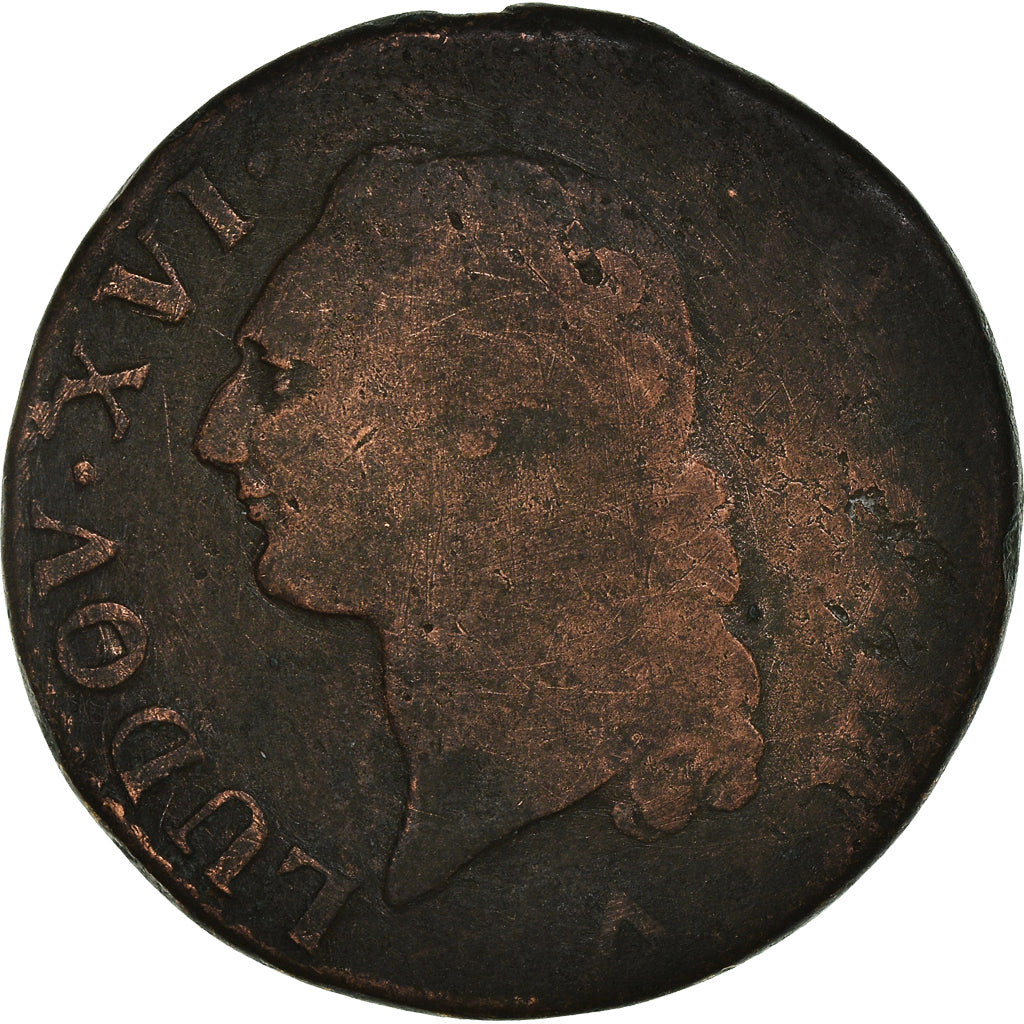 Münze, Frankreich, Louis XVI, Sol, Sol, 1784, Lille, SGE+, Kupfer, KM:578.16