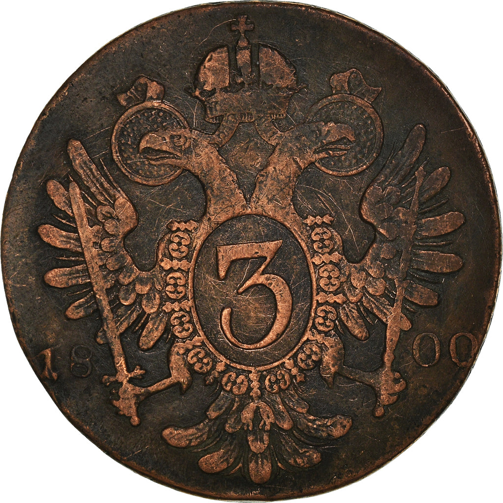 Coin, Austria, François II, 3 Kreuzer, 1800, Smolník, Slovakia, VF(20-25)