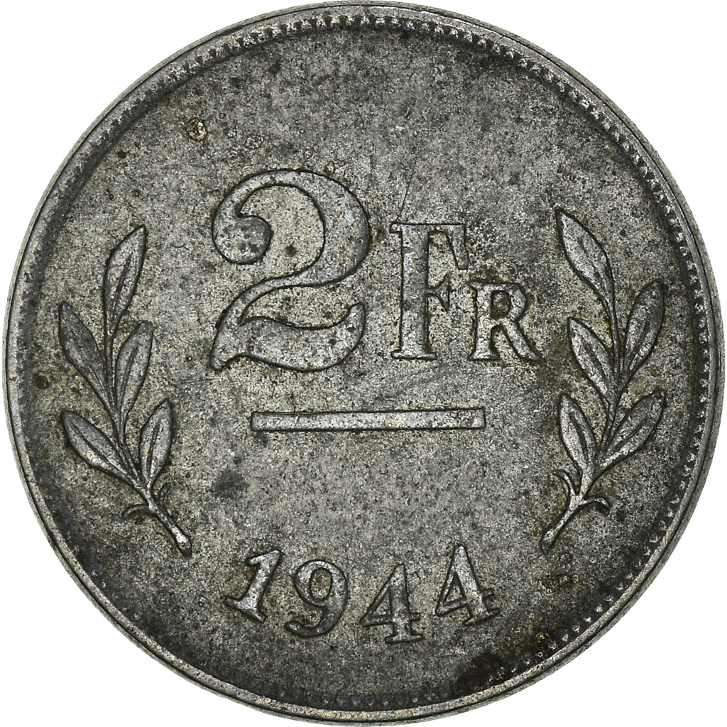 Coin, Belgium, Libération, 2 Francs, 1944, Philadelphia, VF(30-35), Zinc Coated