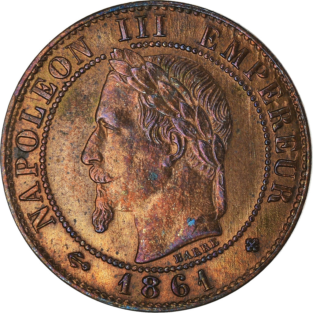Moneta, Francia, Napoleon III, Centime, 1861, Strasbourg, BB+, Bronzo, KM:795.2